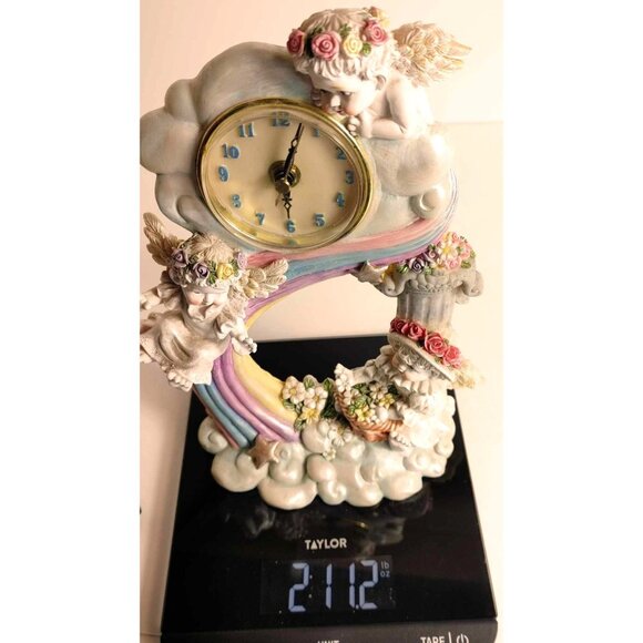 Vintage Cherub & Angel Rainbow Wall Clock With Floral Accents Clock Works READ - Picture 12 of 12